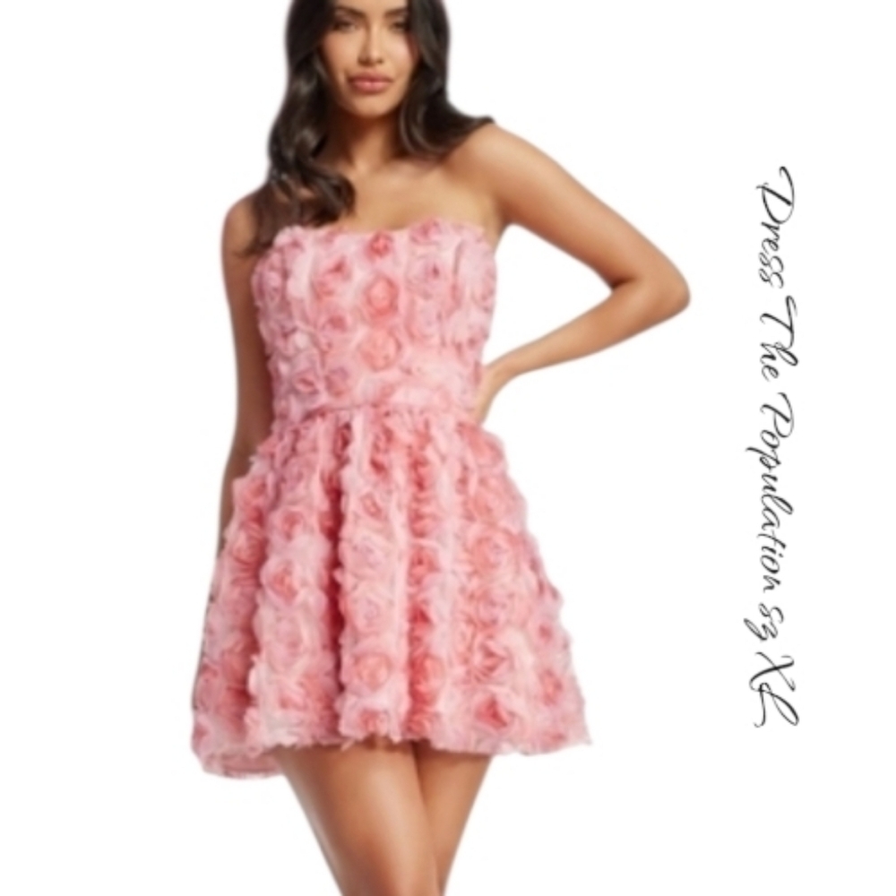 NWT Dress the Population Strapless Pink Mini Dress sz XL